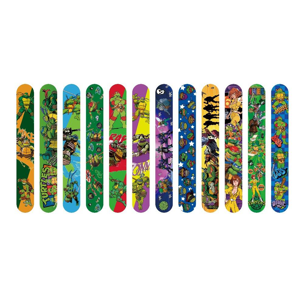 12pcs Teenage Mutant Ninja Turtles Slap Bracelets Kids Birthday Party Favors Wristband Toys for Boys Cosplay Supplies