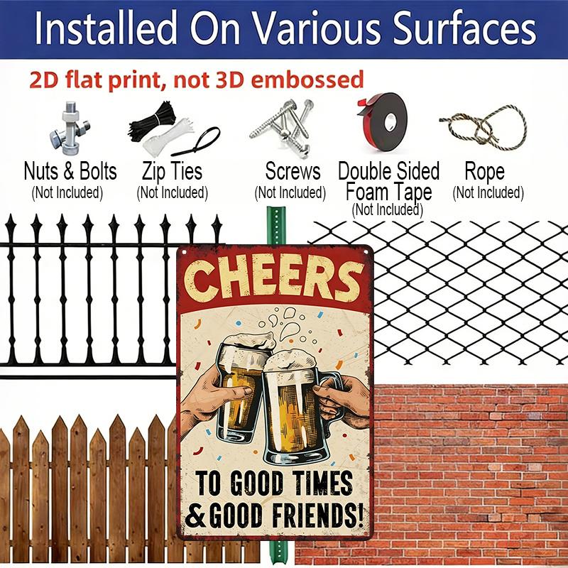 2D Flat, Decorative Signs & Plaques Classic Style Wall-mounted Aluminum Signage for Family Farm Bar Decor, No Electricity Required, 8x12 Inches