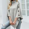 Women's Fall and Winter Shawl Cape Sweater Solid Color Turtleneck Knit Jacket