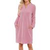 Fall Winter Women's Loose V-neck Long Sleeve Pocket Casual Loungewear Dress, European American Crossbody Fashion