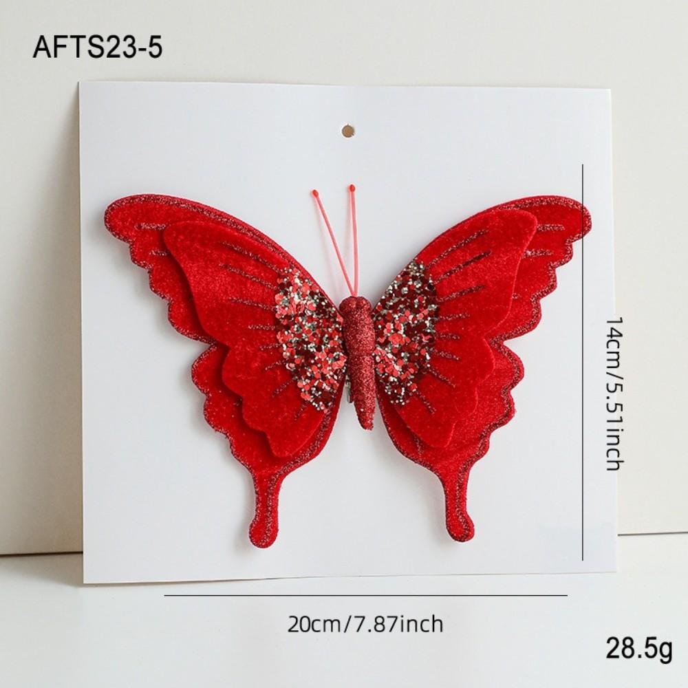 Velvet Butterfly Christmas Flower Double Simulation Glitter Christmas Decorations Flocking Artificial Exquisite Sequins