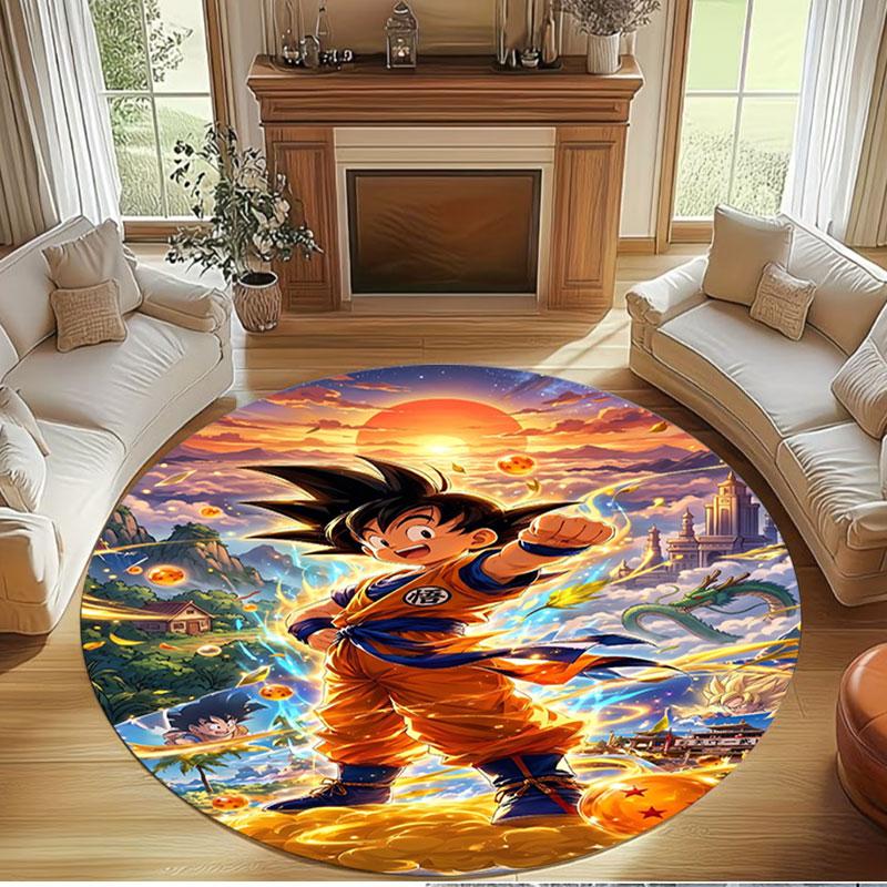 Dragon Ball Print Round Rug, Washable Floor Carpet, For Entryway Dorm Laundry Room Office Study, Home Decor Birthday Christmas Gift