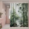 Vikama New Chinese Zen Bamboo Grove Landscape Print Shower Curtain Waterproof And Mould-Resistant Bathroom Shower Curtain