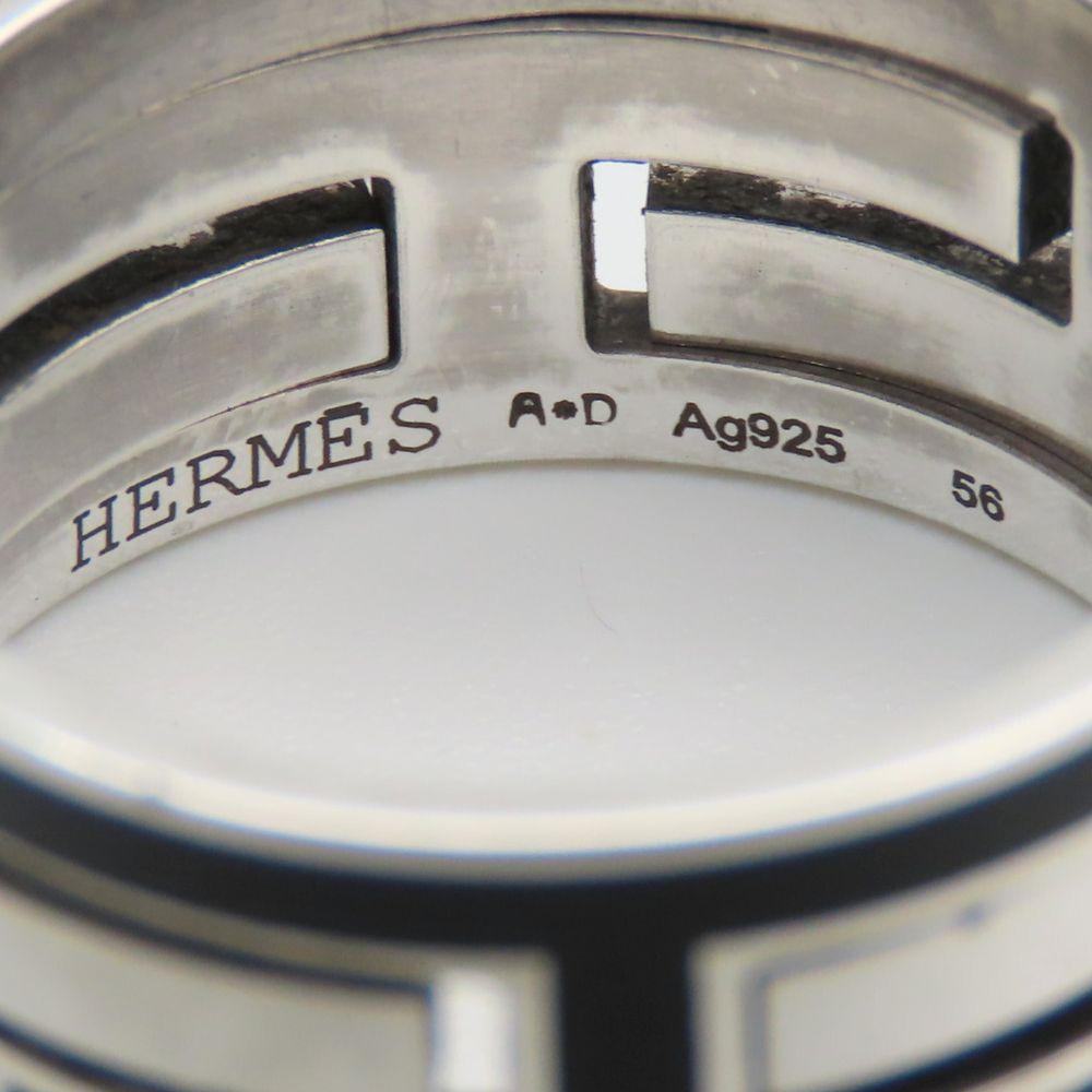 Used HERMES Ring Move ash EU#55.5 56 Silver925 7.8g Silver black Accessories