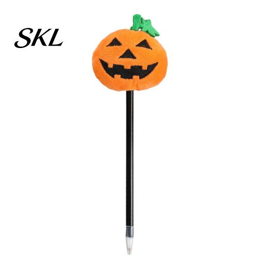 Smooth Writing Pens Halloween Pumpkin Gel Ink Pen, 0.7mm Rollerball Pen with Plush Pumpkin, Ergonomic Ballpoint Novelty Black for Party Favors,