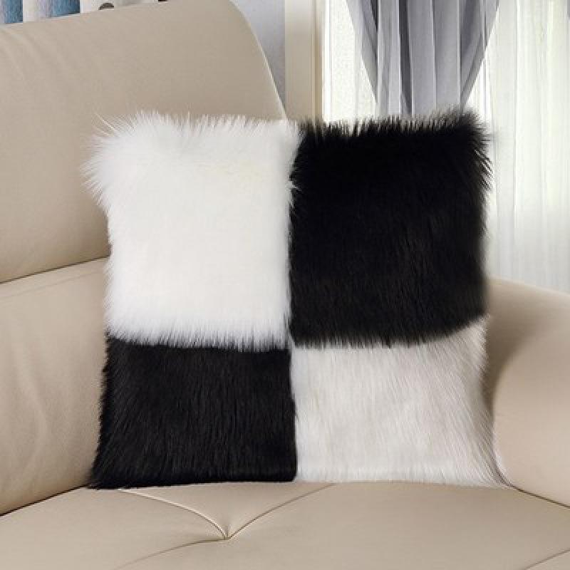 Nordic Minimalist Faux Wool Plush Throw Pillow Cover
