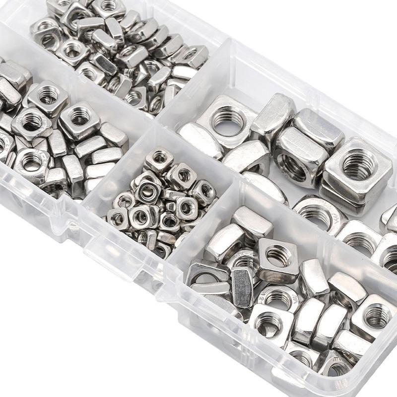 304 Stainless Steel Square Nut Assortment Set