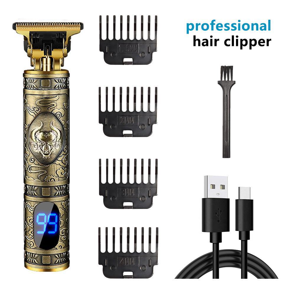 Rechargeable Metal Hair Clipper: Oil Head, Carving, Bald, and Cross-Border Electric Razor.