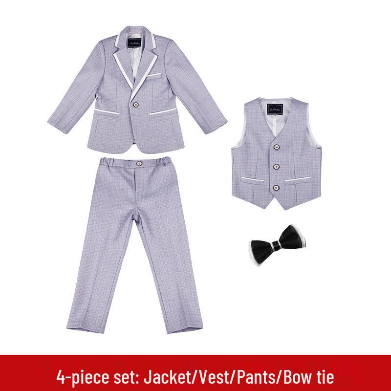 Children's Korean Style Gentleman Formal Three-Piece Suit for Boys - Wedding, Photography, and Performance Wear.