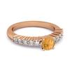Citrine Round Solitaire Ring - 925 Sterling Silver Rose Gold Vermeil