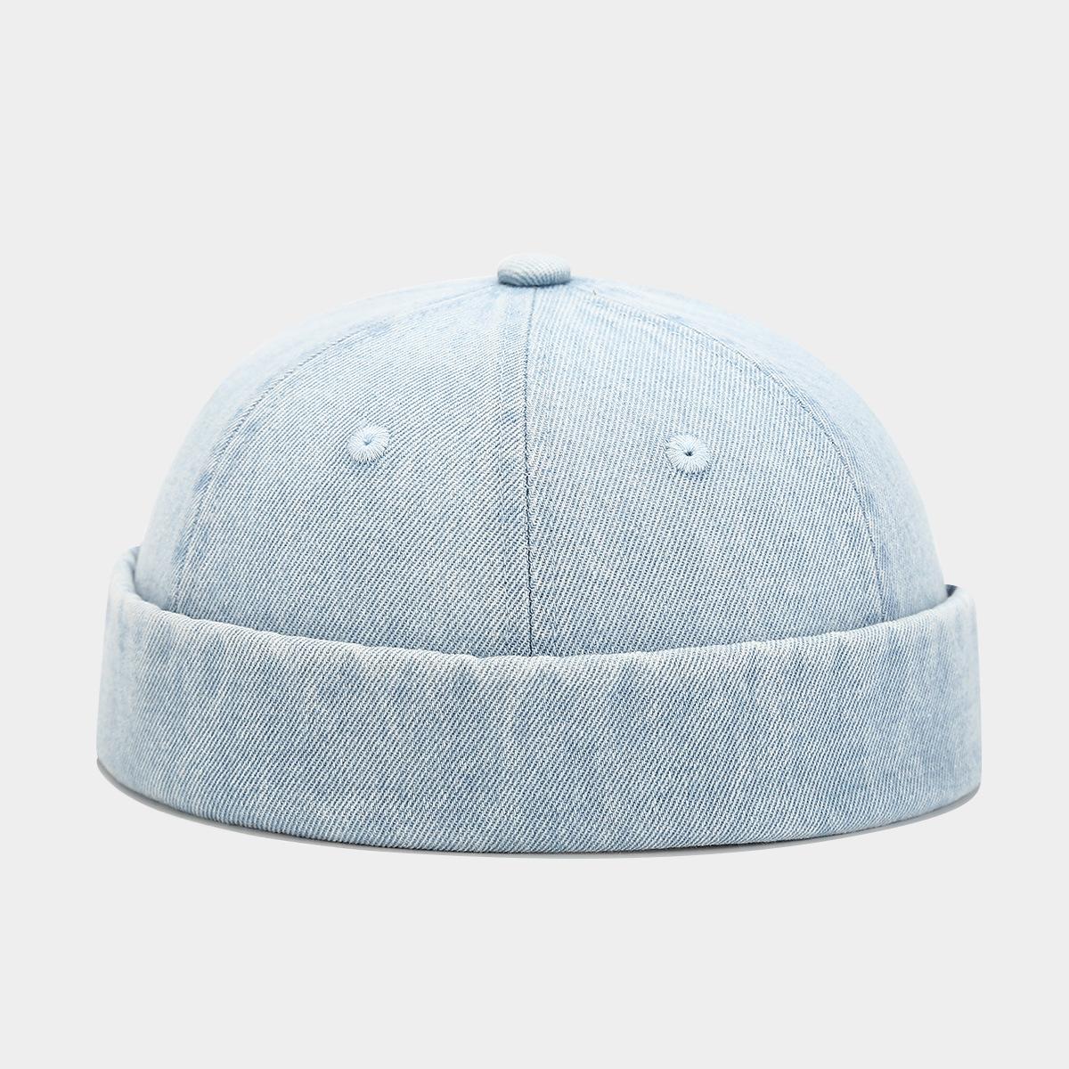 

Стильная джинсовая шляпа без полей для мужчин и женщин - ретро-стираемая ковбойская тюбетейка с классическим дизайном и регулируемым ремешком adjustable