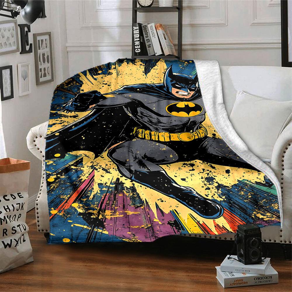 1pc Batman Hero Flannel Throw Blanket Lightweight Soft Warm All Season Blanket for Sofa, Bed, Travel, Camping L1024145