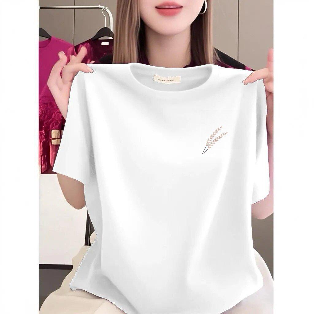 Korean Style Casual Women's Summer Slimming Print T-Shirt, Perfect for Middle-aged and Elderly