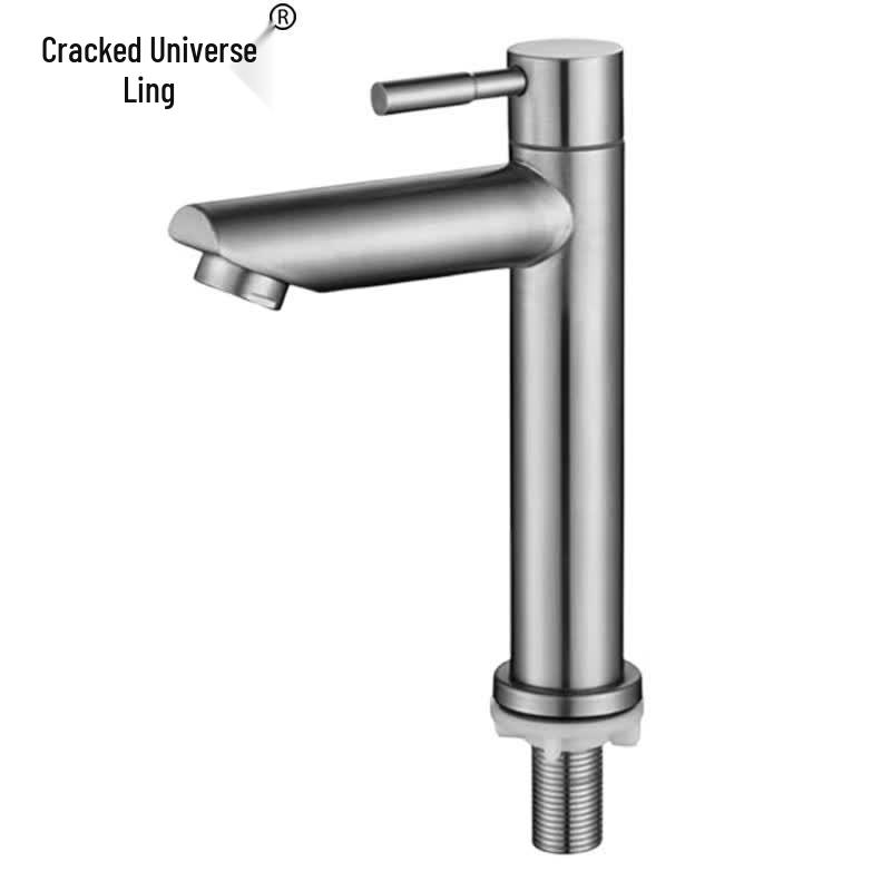 304 Stainless Steel Single Cold Straight Spout Washbasin Faucet