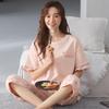Sommerpyjamas aus Baumwolle, Heimkleidung für Damen, Rundhalspullover, lässig, bequem, Neun-Hosen-Pyjama-Set