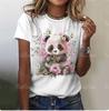 Cartoon panda pattern women's T-shirt O-neck short-sleeved T-shirt loose jumper summer women's fashion street