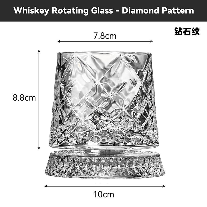 

BOLTIFY Whiskey Glasses Rotating Whisky Glass with Glass Base 360 Rotate Degrees Crystal Rum Glass for Cocktail Party Drinking 201-300ml