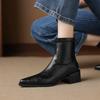 Krazing Pot Microfiber Pointed Toe Thick Heels Chelsea Boots Size 42 Zip Beauty Lady Women Stretch Ankle Boots
