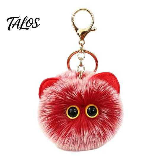 Soft Pompom Keychain Plush Cat Ball Keychain, Fluffy Kitten Bag Charm, Pendant with Lightweight Metal Lobster Clasp, Backpacks Keys Decorative