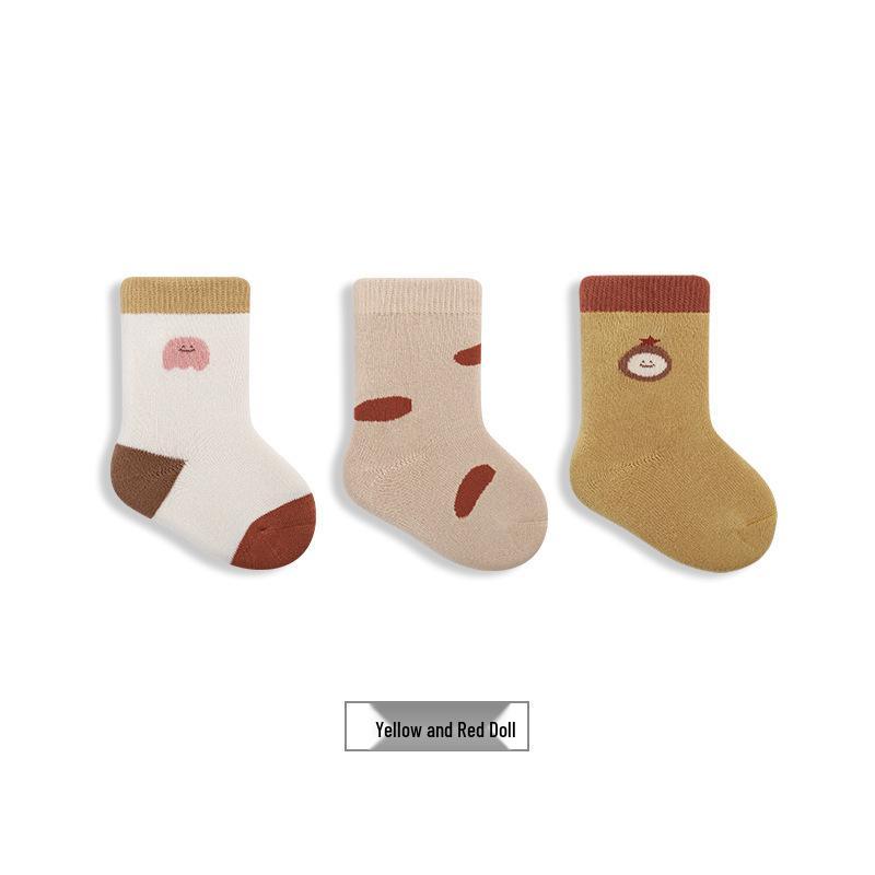Combed Cotton Seamless Mid-Calf Socks with Fleece and Terry Cloth for Infants & Toddlers