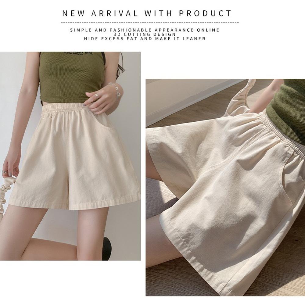 GMXIA Summer Casual Shorts Women's Washed Cotton Overalls Loose High Waist Wide Leg Pants Women's All-in-one Three-quarter Pants