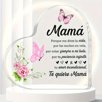 2D Flat Acrylic Gift, Suitable for Mom Decoration, Indoor and Outdoor Decoration - No Battery/electricity Required, Free Day Decoration