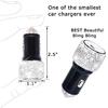 Dual USB Car Charger Bling Handmade Rhinestones Crystal Car Decors Safety Hammer Design Car Decorations Fast Charging for Phone