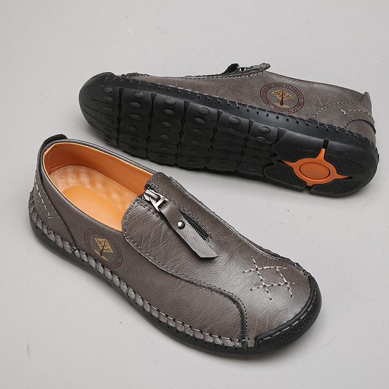 Men's Leather Sneakers Slip On Casual shoes Handmade Loafers Moccasins Breathable Flats Tooling Shoes Plus Size 39-48