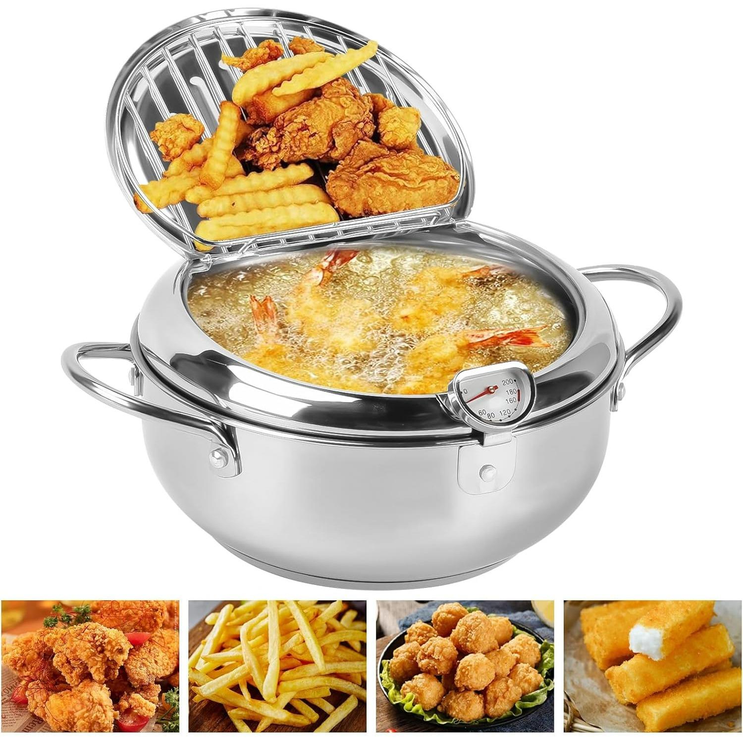 Dziļā fritēšanas katls, nerūsējošā tērauda tempuras