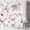 Pink Floral Shower Curtains Dandelion Watercolor Flowers Green Plants Leaves Home Decor Bathroom Fabric Bath Curtain With Hooks