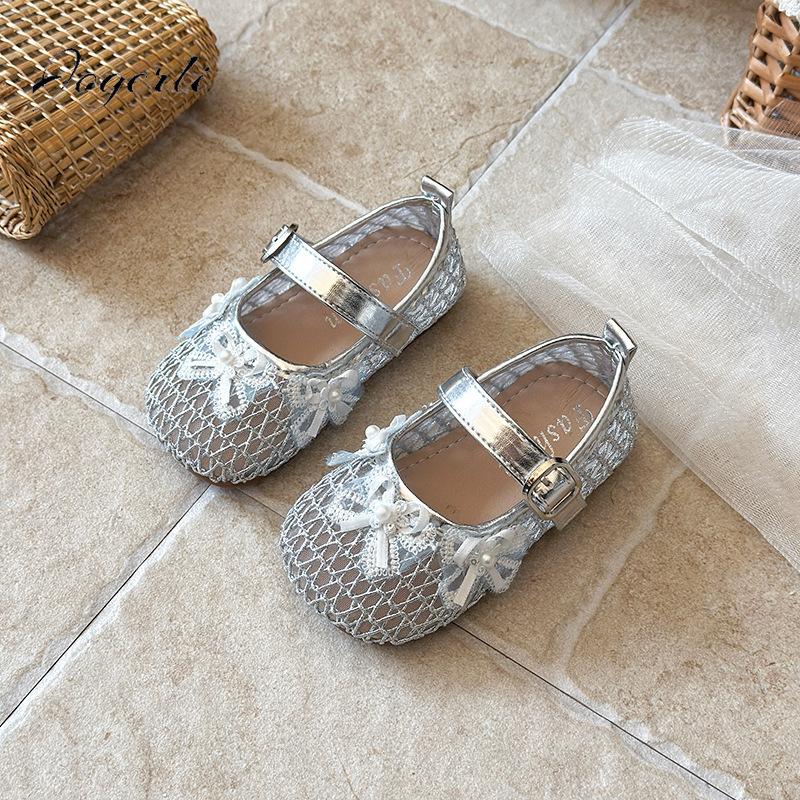 Children's Princess Shoes Soft Sole Spring Summer New Breathable Mesh Children's PU Leather Shoes Fashion Baby Sandals