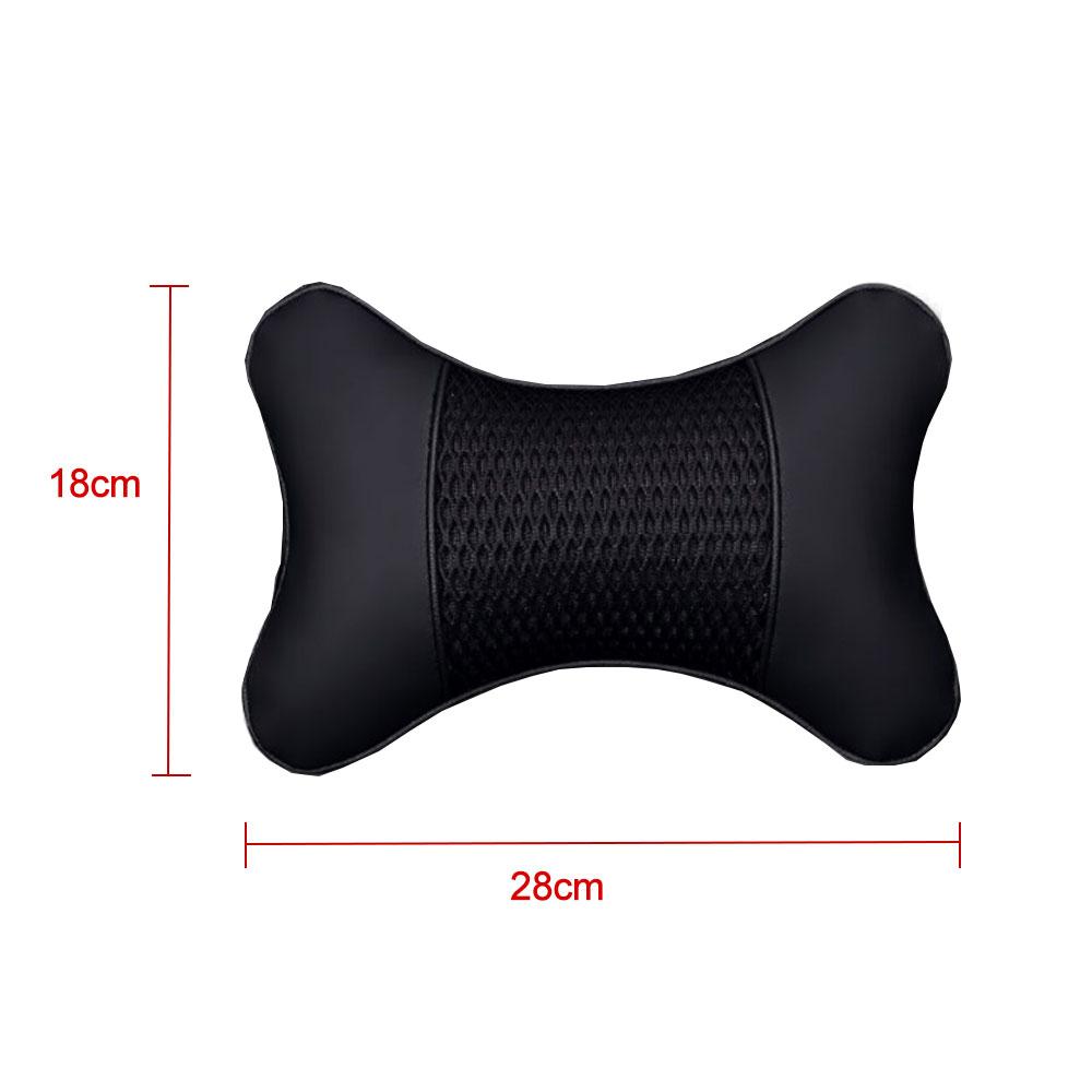 2Pcs Car PU Leather Knitted Pillows Headrest Neck Rest Cushion Support Seat Accessories Auto Safety Pillow Universal Decoration