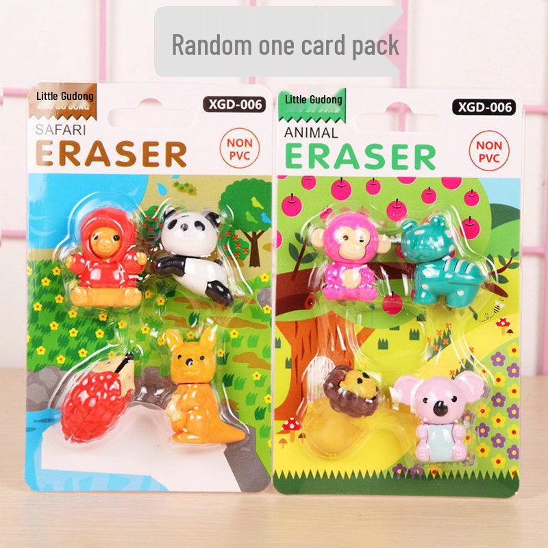 Adorable Cartoon Mini Eraser Set for Students – Perfect Back-to-School Gift