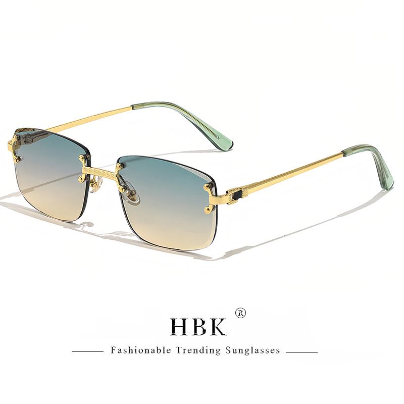 Occhiali da Sole HBK Senza Montatura Quadrati Donna Retro Metallo Occhiali da Sole Uomo Lusso Festa Business Lenti Sfumate Stile Estate 2024