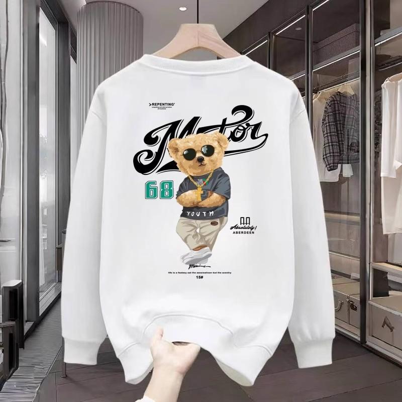 Unisex Oversized Cotton Sweatshirt With Bear Print Teens Fall Winter Casual Long Sleeve Pullover