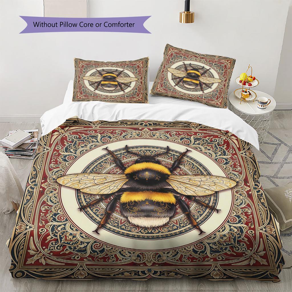 Mandalainsects Pattern Bedding Quilt Set Quilt Cover Pillowcase Home Decoration Birthday Gift (1 * duvet cover + 2 * pillowcase, without core)