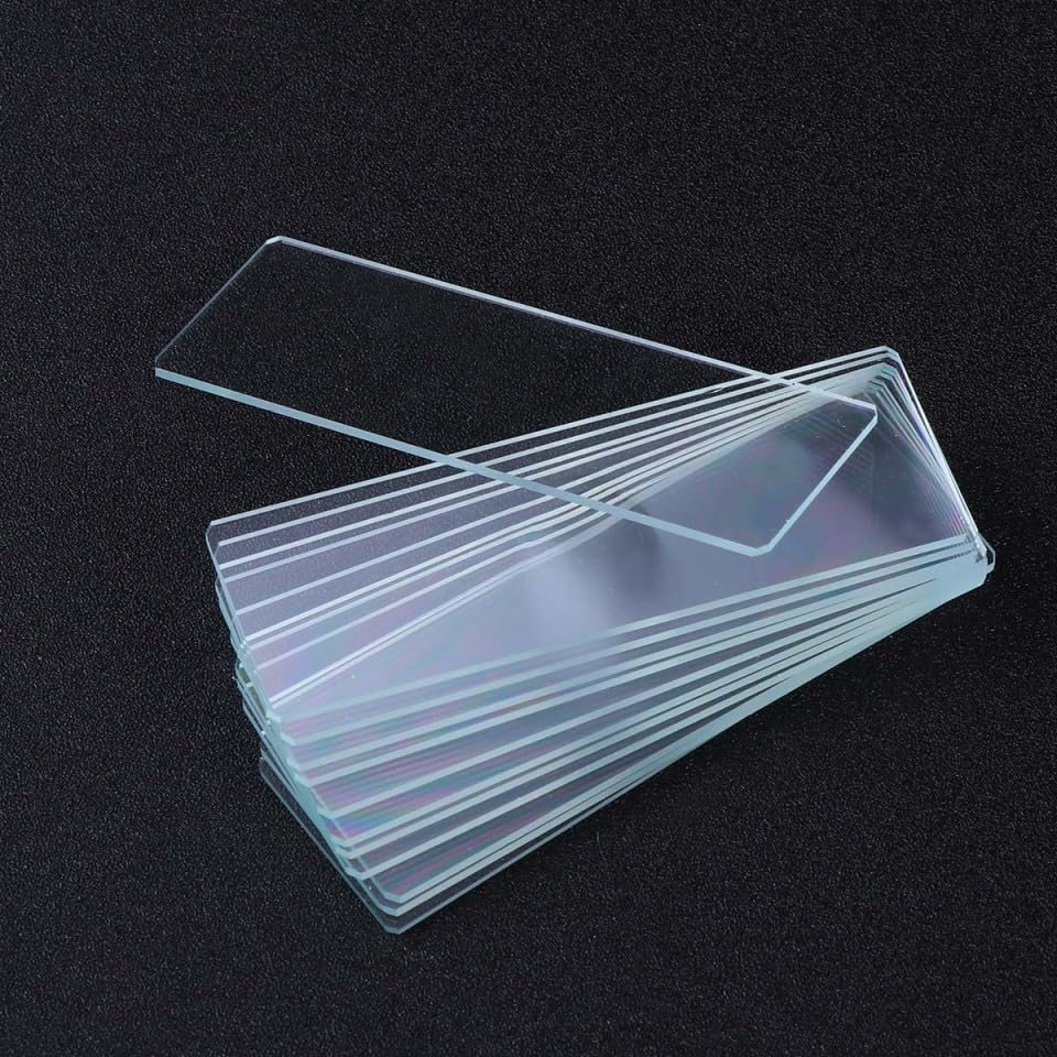Set of 12 Microscope Glass Precision Optical for Specimen Biological Science and Observation X X Cm Slides, Polished, Glass, Preparation, Education,