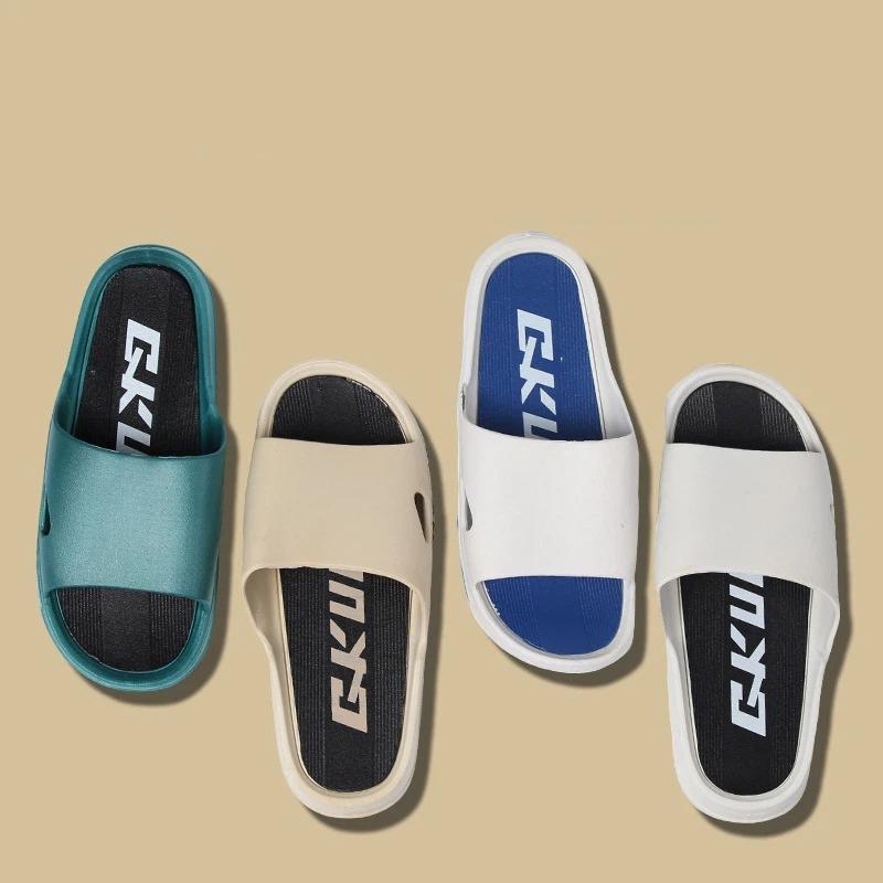 Pantoufles d'été simples pour femmes, pantoufles douces pour la maison pour hommes, sandales antidérapantes pour salle de bain pour couples, chaussures d'extérieur confortables pour la plage pour adultes