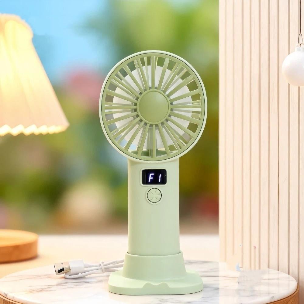 Compact Digital Display Fan Stable Base Portable Desktop Fan USB Rechargeable Fan  Summer Use