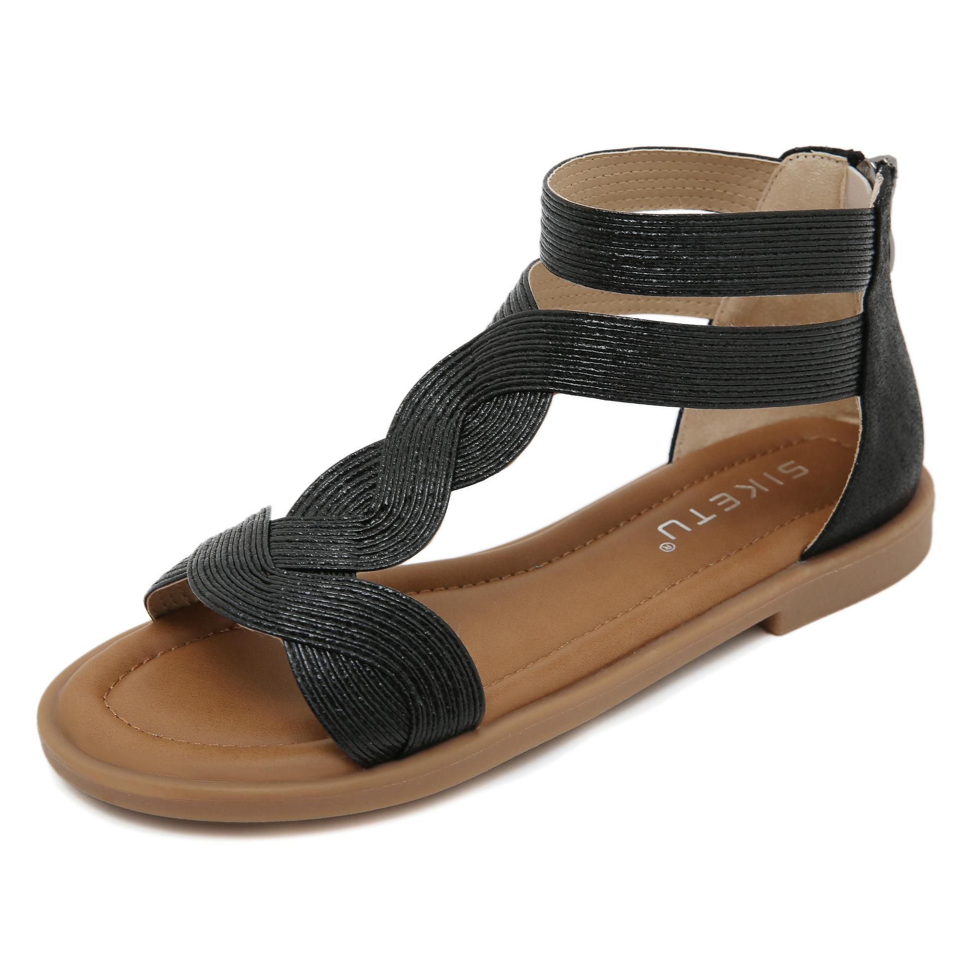 

Новый размер (-) римские сандалии с открытым носком, толстой подошвой и мягкой подошвой, перекрещенные 42