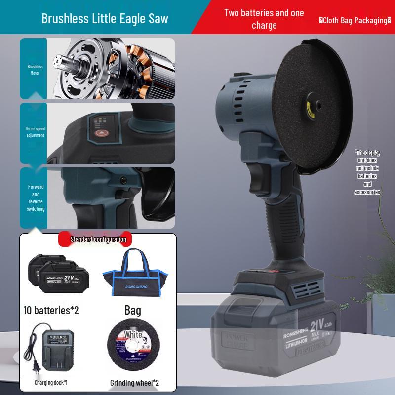 4-Inch Brushless Angle Grinder & Little Eagle Lithium Battery Saw - Handheld Polishing, Cutting, Grinding, Grout Remover Tool.