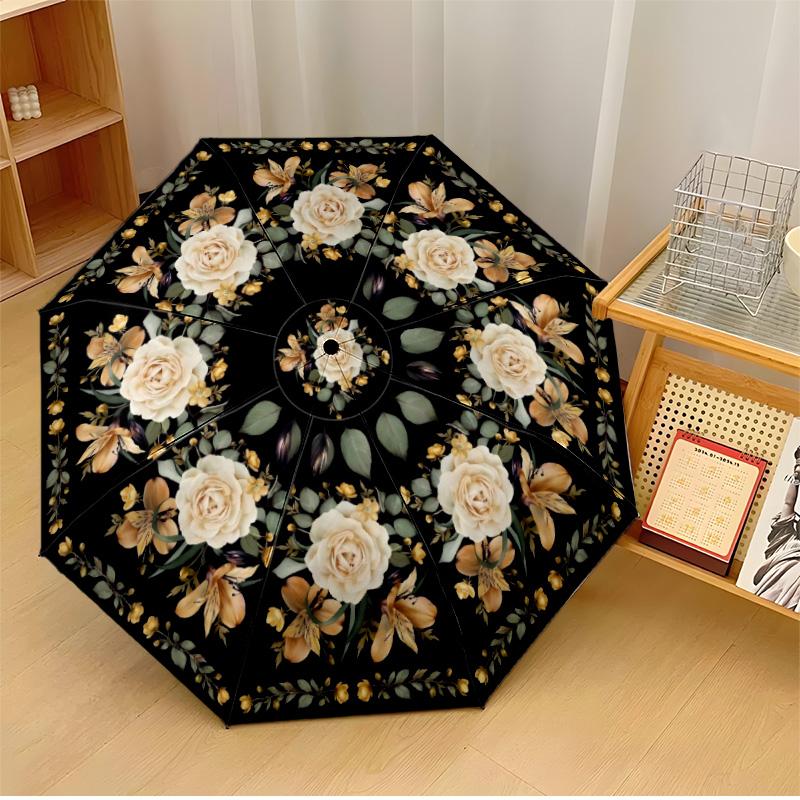 

Floral Patterned Umbrella 5 Theme Automatic Umbrella Compact 8-Rib Design Sturdy Construction Durable Umbrella Stylish Accessory