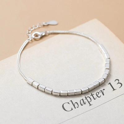 925 Sterling Silver Square Charm Bracelets For Women Girls Wedding Party Jewelry Gift Friendship Bracelets Pulseira Sl463