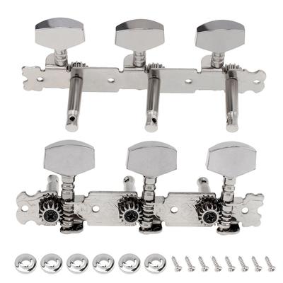 1 par de clavijas de afinación de guitarra cromadas 3R 3L, llaves para guitarra folclórica acústica, juego de afinadores de cabezales de máquina