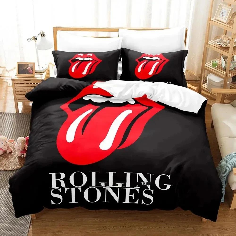 

3D Друк Логотип Rolling Stones Постільна Білизна Набір Підковдра Набір для Ліжка Покривало для Ковдри Наволочка Ковдра Розмір Кінг Квін Для Хлопчиків Дорослих 140X200cm 2pcs