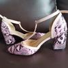 Fashion T-Straps Women's Pumps Shoes Sexy Snake Print Sandal Lady Block High Heels Fashion Pointed Toe Office Party Shoe Elegant