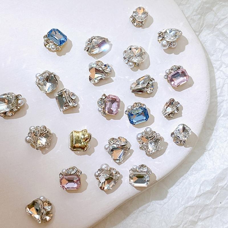 10Pack Rhinestones 3D Nail Art Crystal Rhinestones Nail Tips Decorations Crystal 3D Nails Charm Manicure for Women