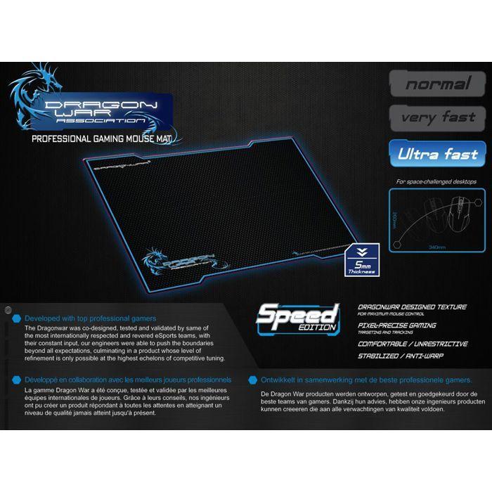 Tapis de souris - Dragon War - Speed Edition - Plastique haute résistance - Surface à bulles - 340x260mm