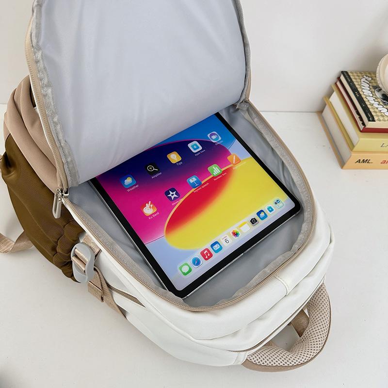 New Student Large Capacity Backpack Fashionable Junior High School College School School Bag Casual Contrast Backpack for Class