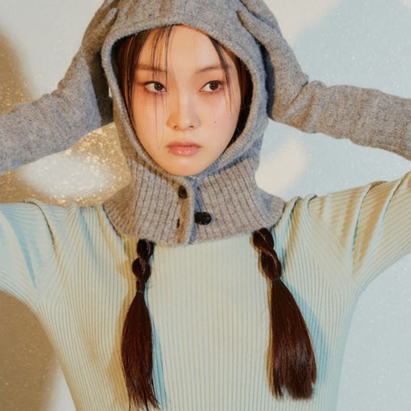 Kuho Plus Cable Knit Long Gloves Grey (KE3X5UM023)